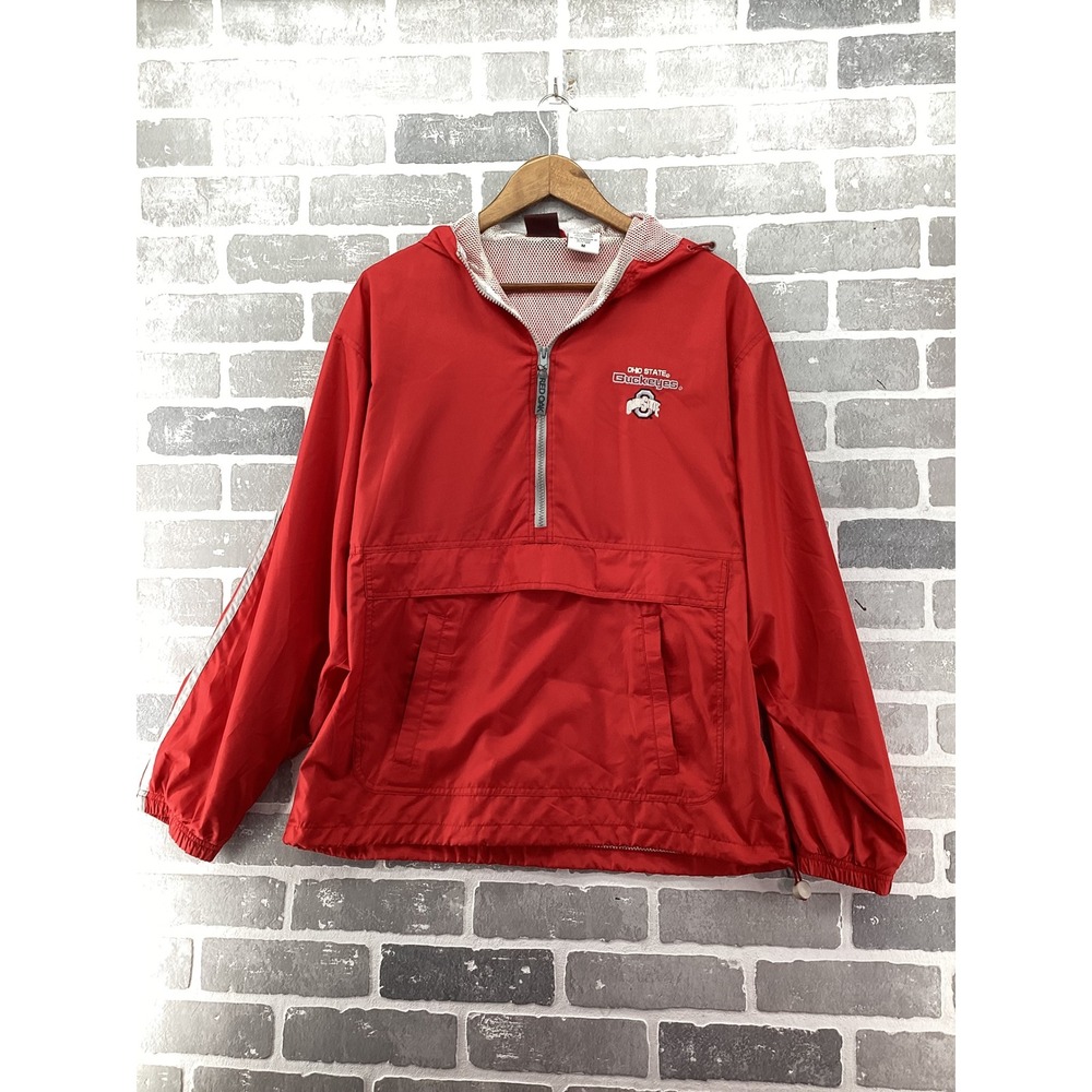 Red Oak Ohio State Buckeyes Windbreaker Jacket Red Womens Medium 6838 Anorak